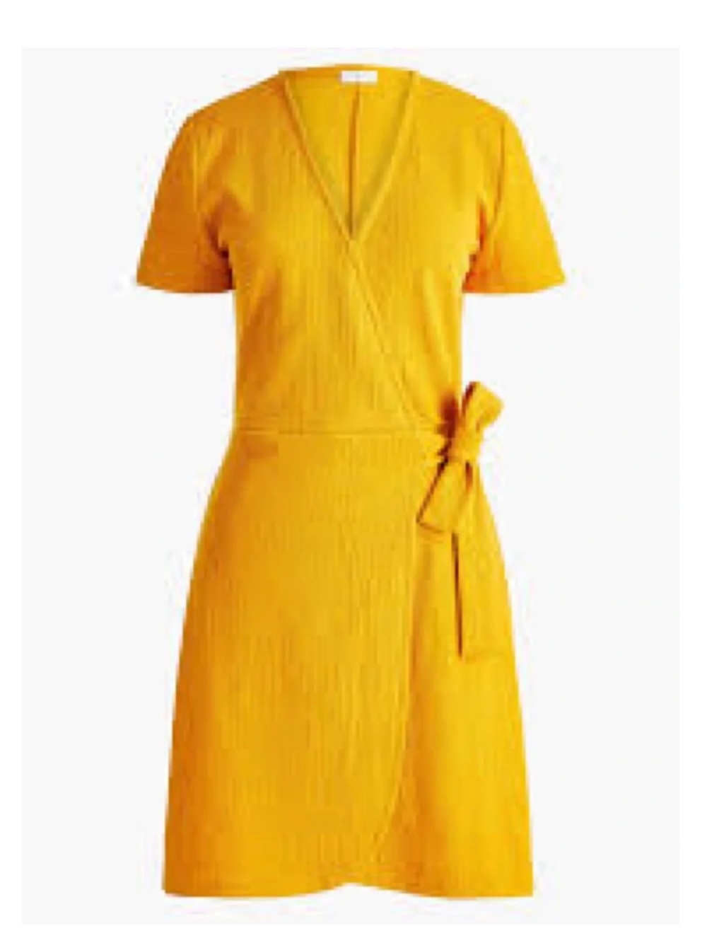 J.Crew Factory Marigold Yellow Textured Knit Short Sleeve Wrap Dress Size Medium